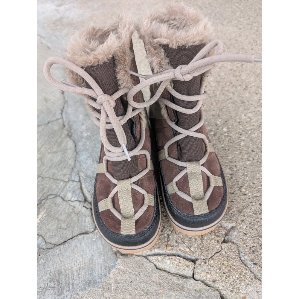 Sorel Glacy Explorer Waterproof Boots Brown Suede F Fur NL2079-256 Womens 7.5 - Picture 2 of 7